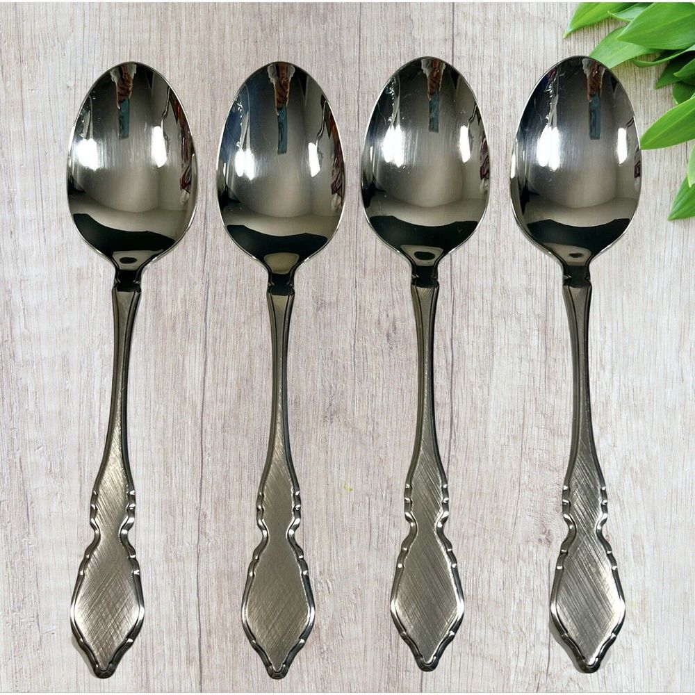 Oneida USA Classic Mood Deauville Prescott Soup Spoon‎ Stainless Flatware Set/4